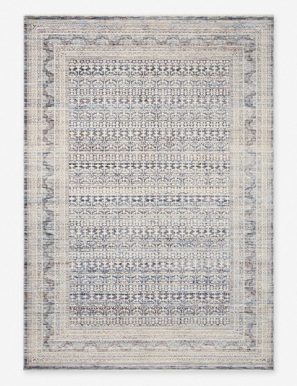 Ivory and Ocean Stain-Resistant Synthetic Rectangular Rug 9'6" x 13'1"
