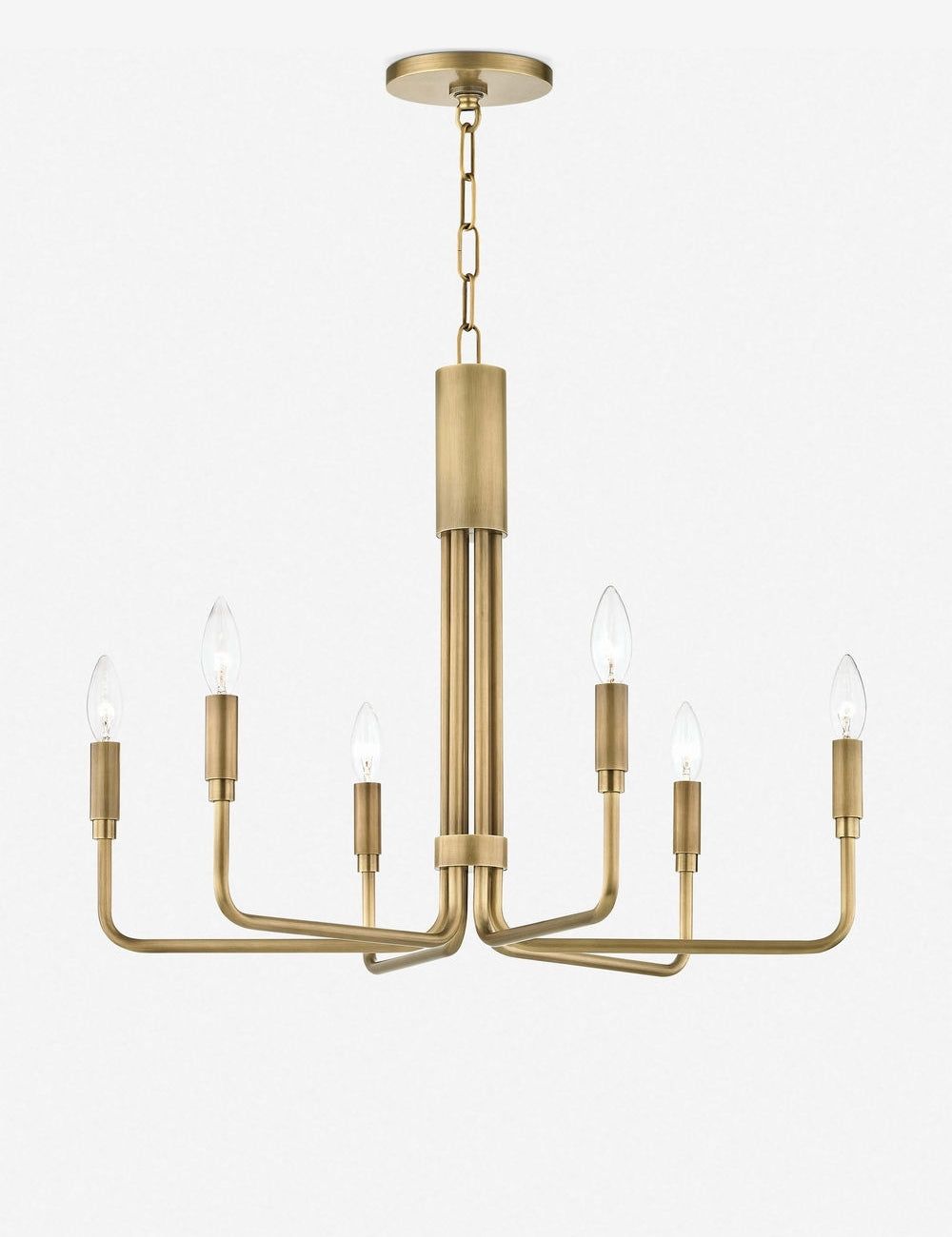 Elegant Aged Brass 6-Light Traditional Candelabra Chandelier