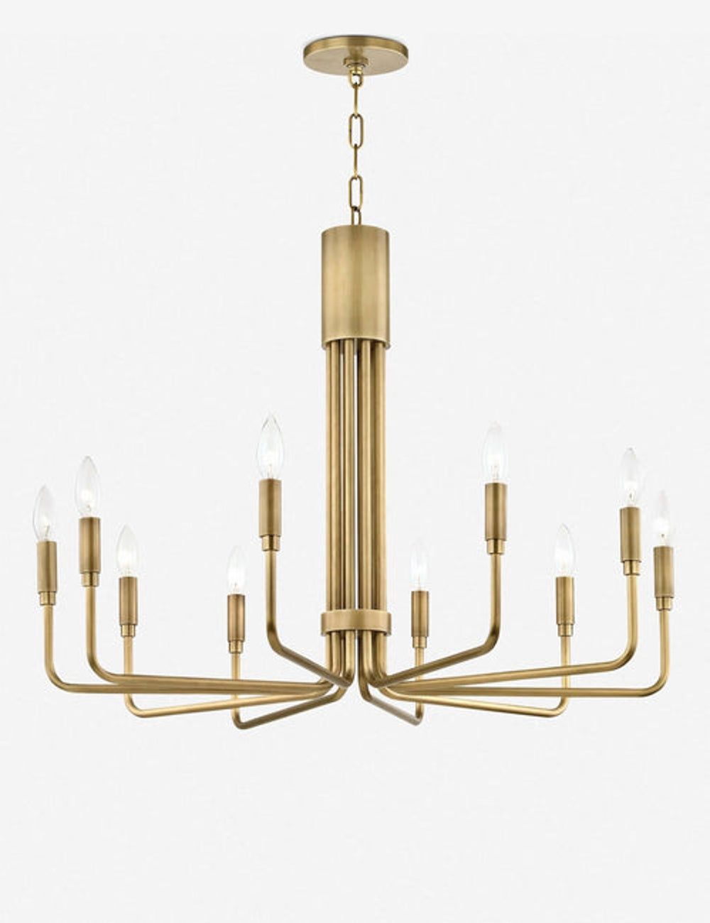 Brigitte Empire-Candle Aged Brass 10-Light Chandelier