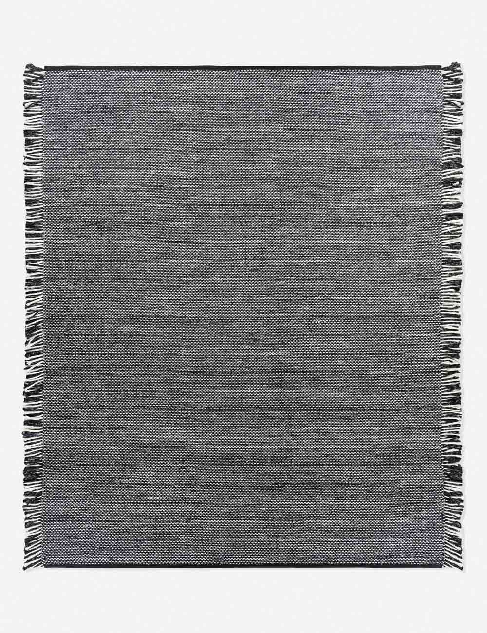 Gray Handmade Synthetic Rectangular Indoor/Outdoor Rug with Fringe