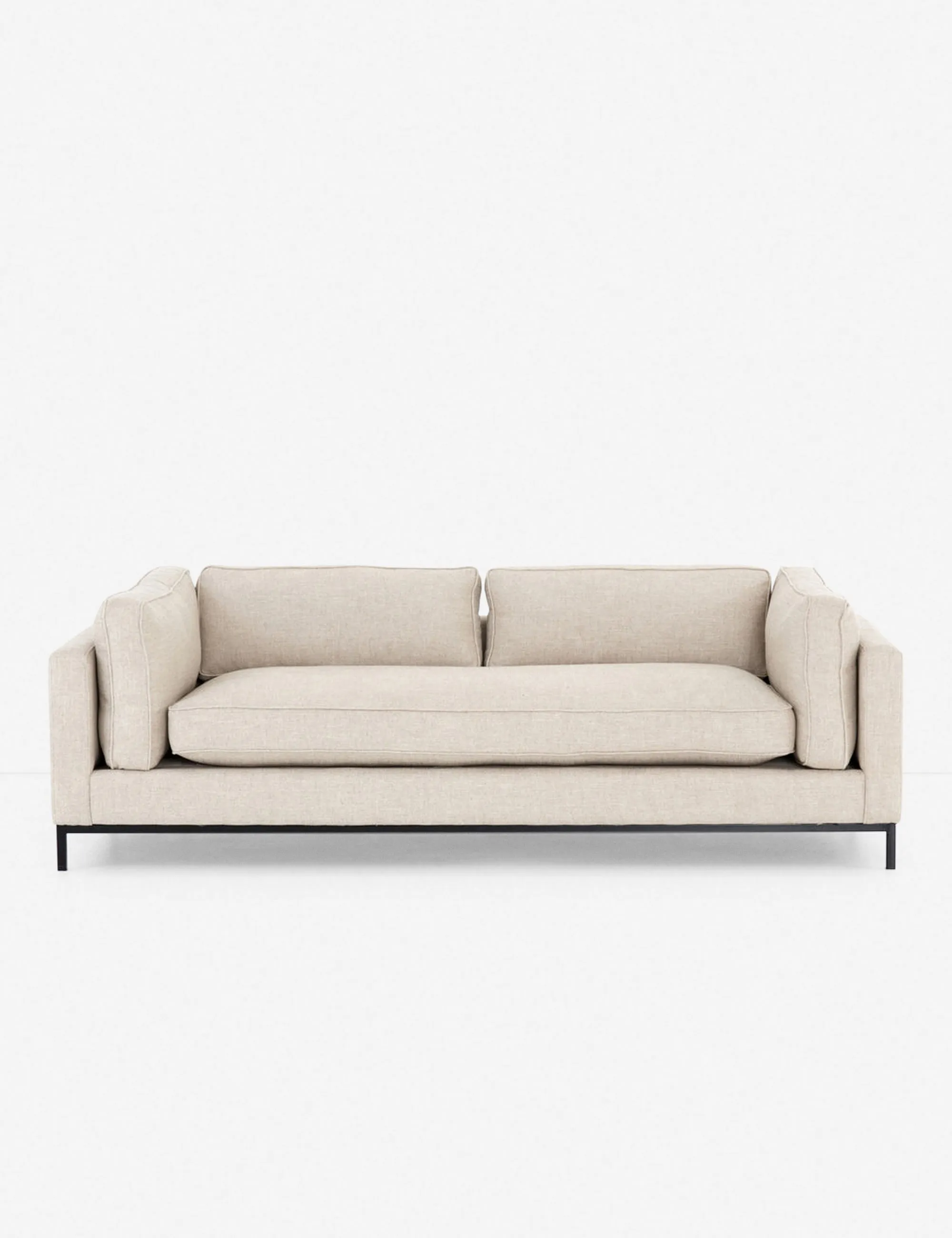 Cami Casual Cream Stationary Sofa with Black Metal Legs - 92"