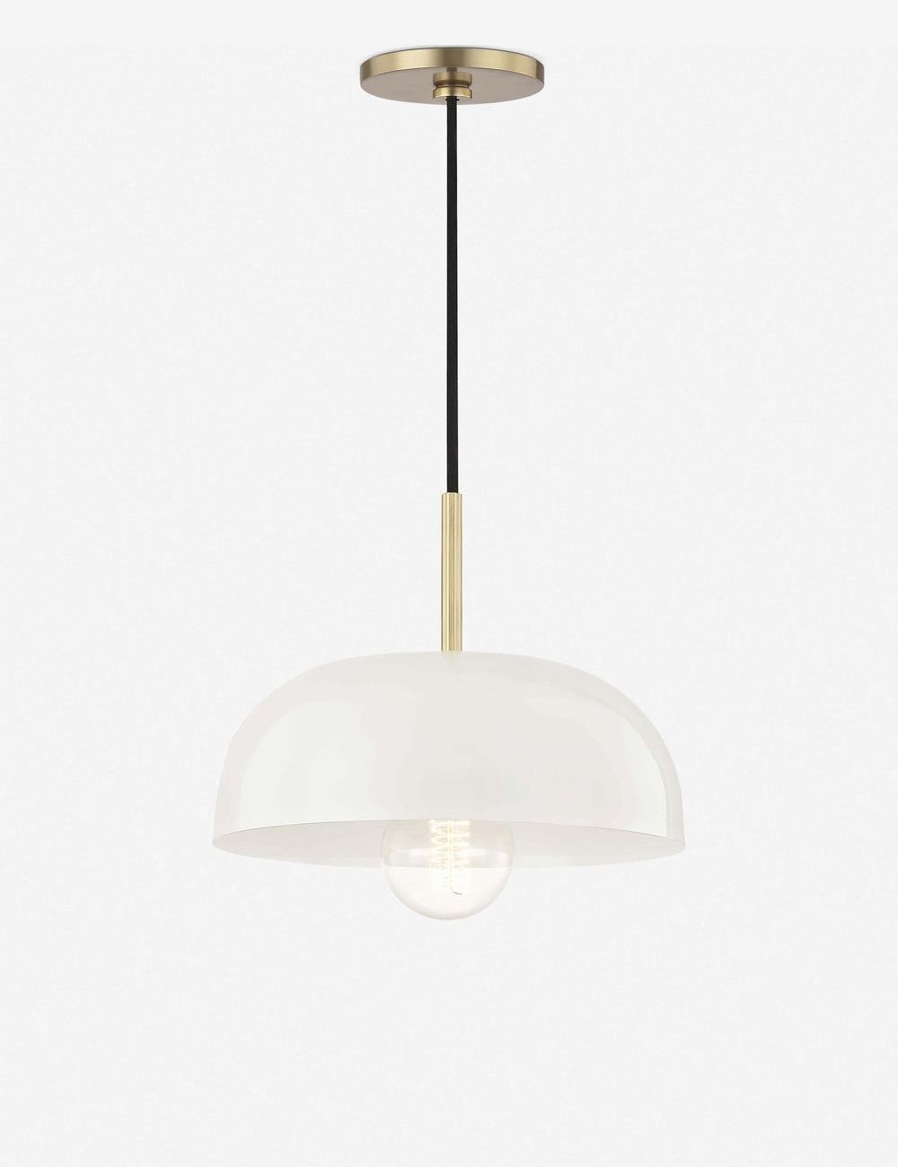 Avery Domed Large Pendant in Aged Brass and Cream Finish