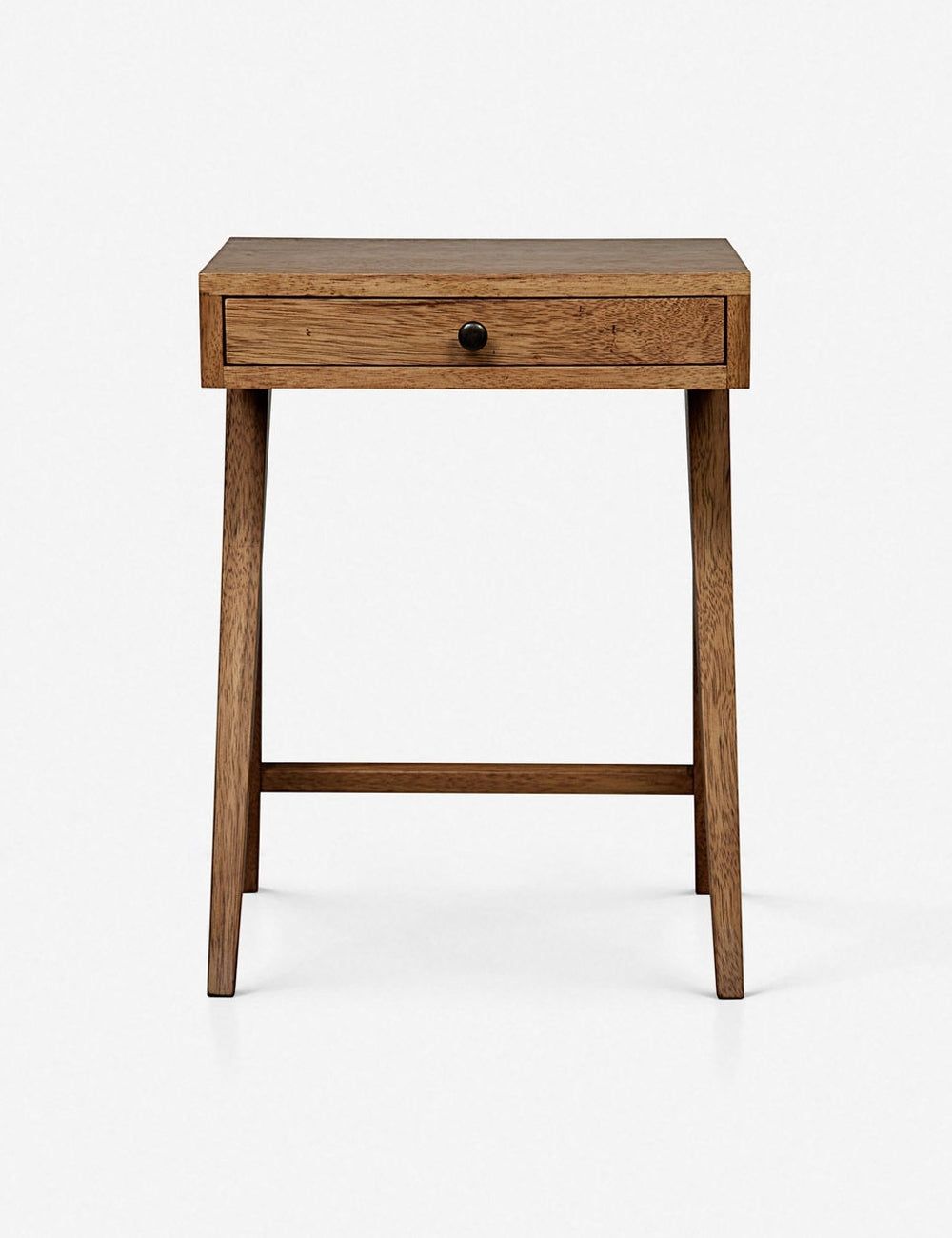 Hendrik Rectangular Dark Walnut Nightstand with Glass Shelf
