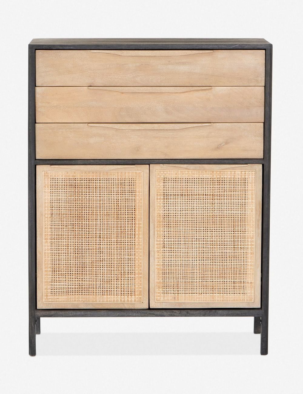 Hannah Boho-Chic Tall Dresser with Woven Cane and Mango Wood