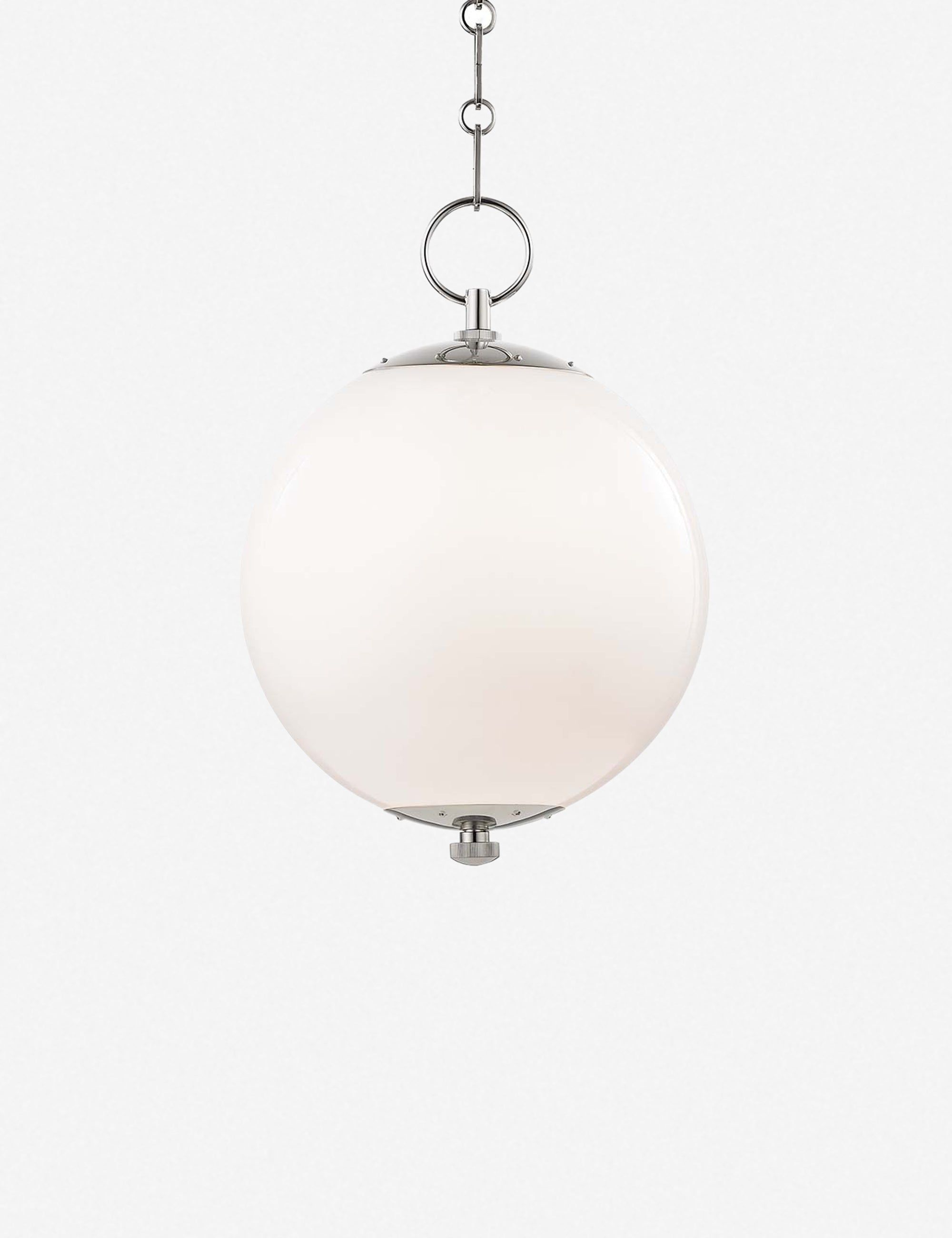 Opal Glass Globe Pendant with Polished Nickel Accents