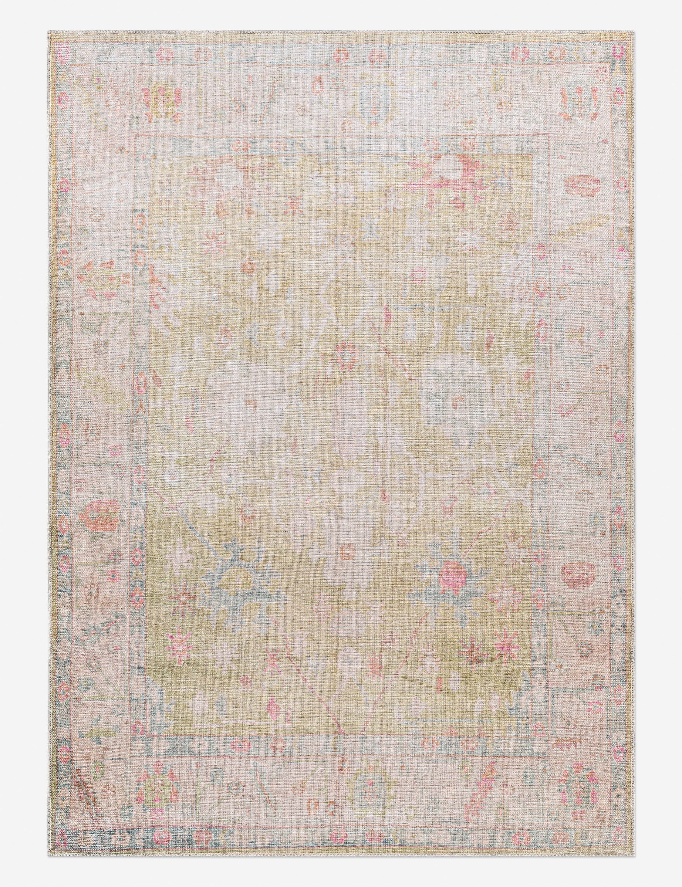 Vintage Washable Synthetic Rug - 6'7" x 9', Multicolor