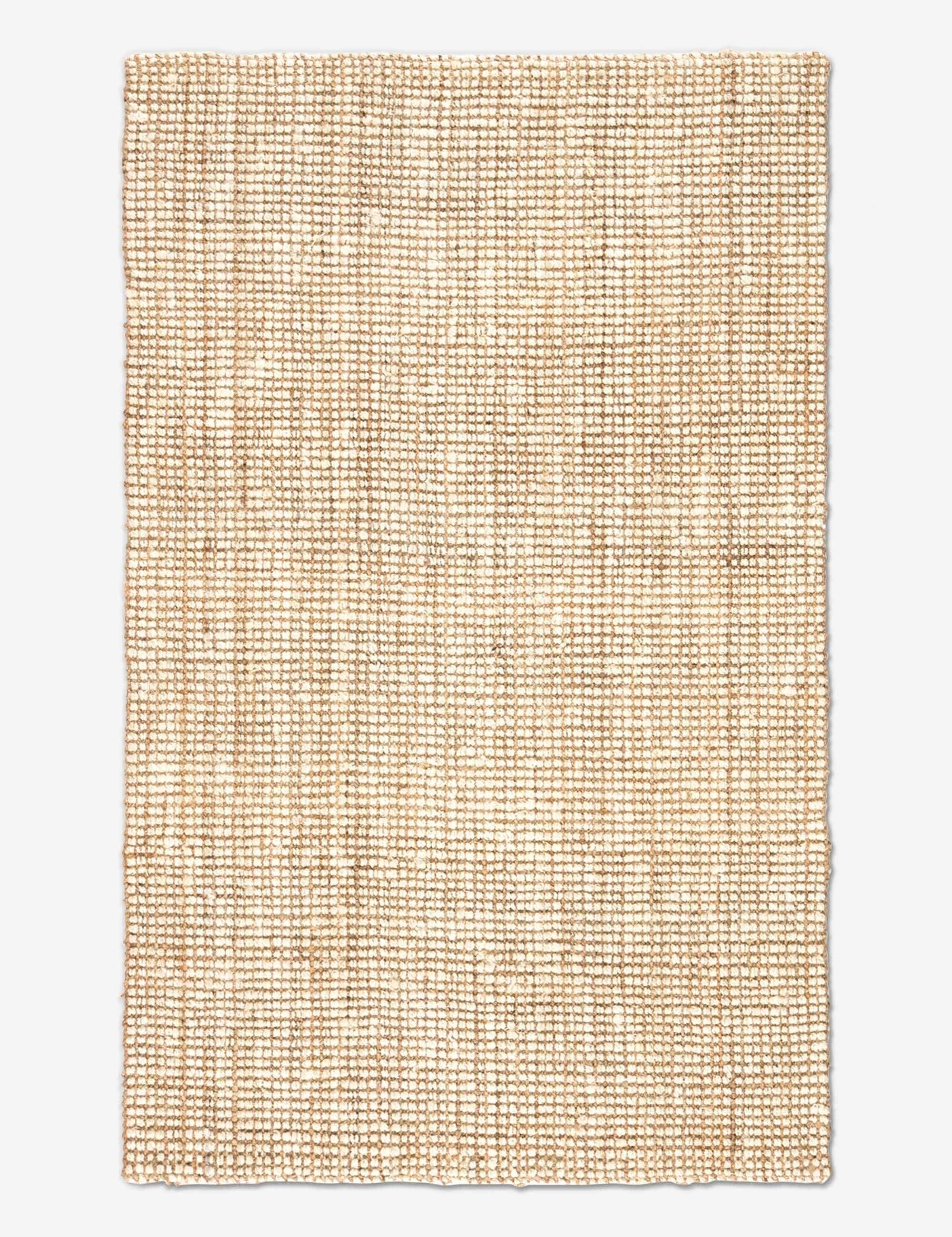 Handmade White and Tan Wool Jute Rug - 5' x 8'