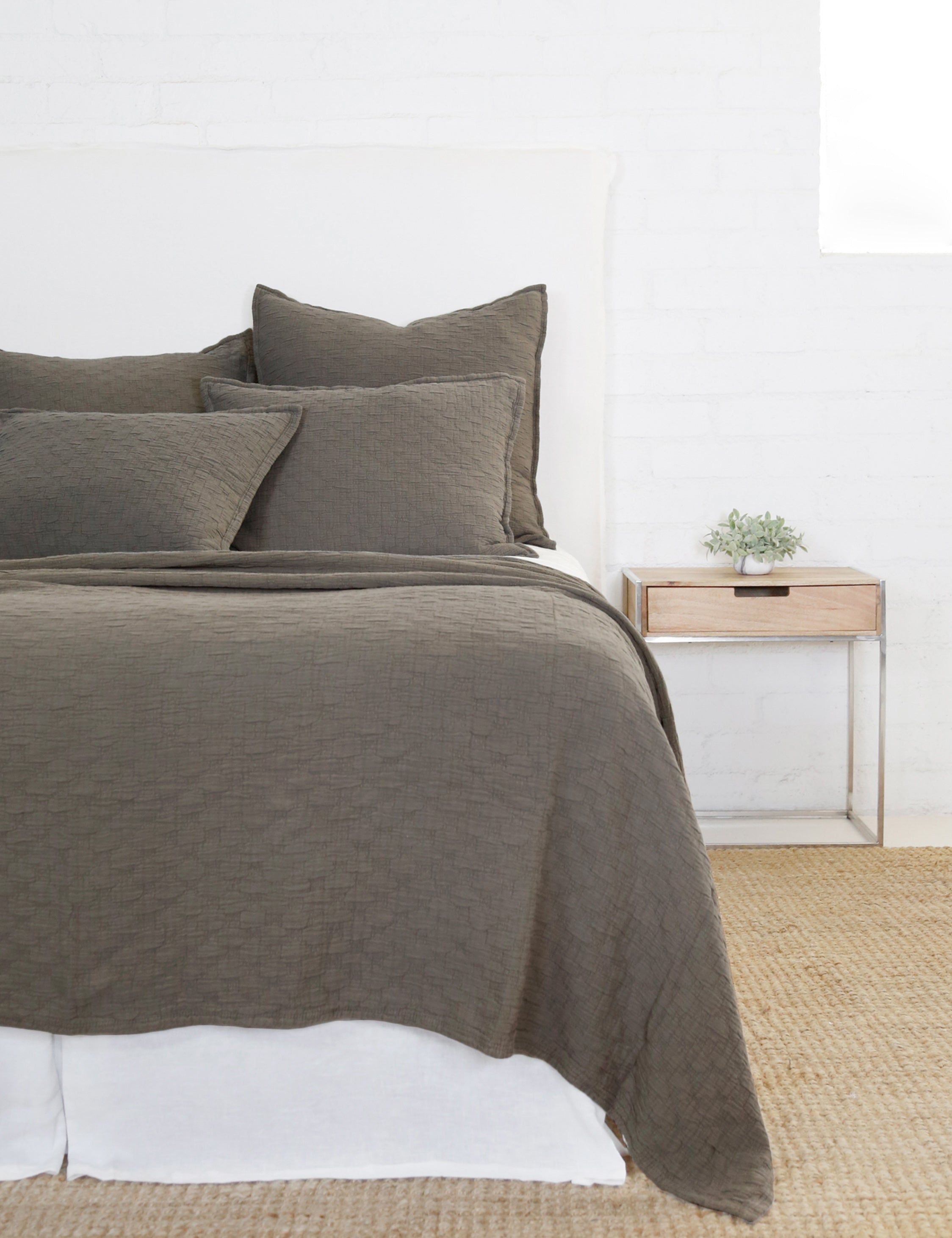 Gray Cotton Textured Euro Sham with Envelope Closure