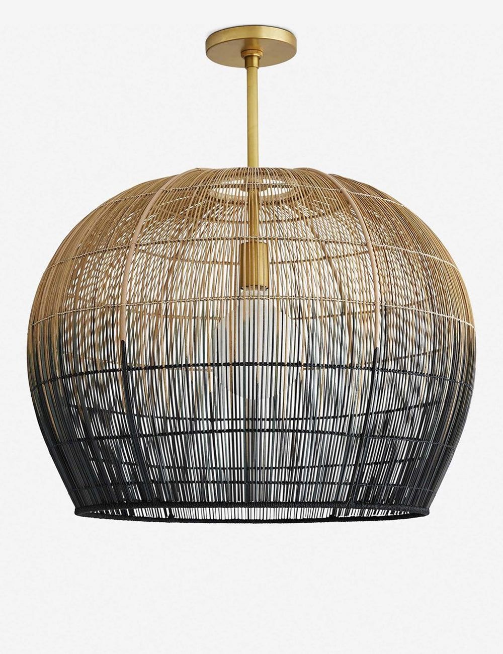 Ombre Black and Brass Dome Pendant with Woven Texture