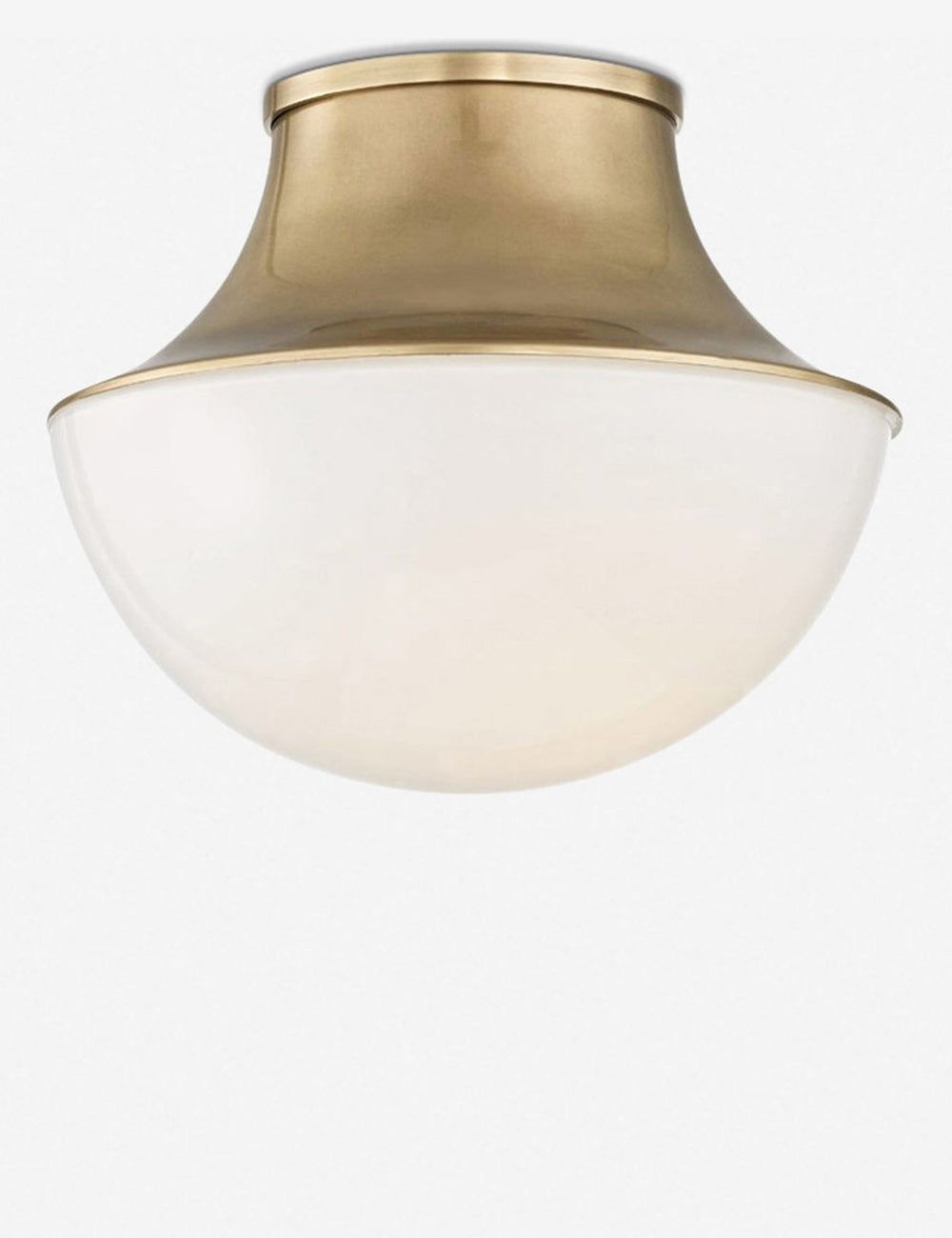 Alistair Curved Metal and Glass Flush Mount in Aged Brass