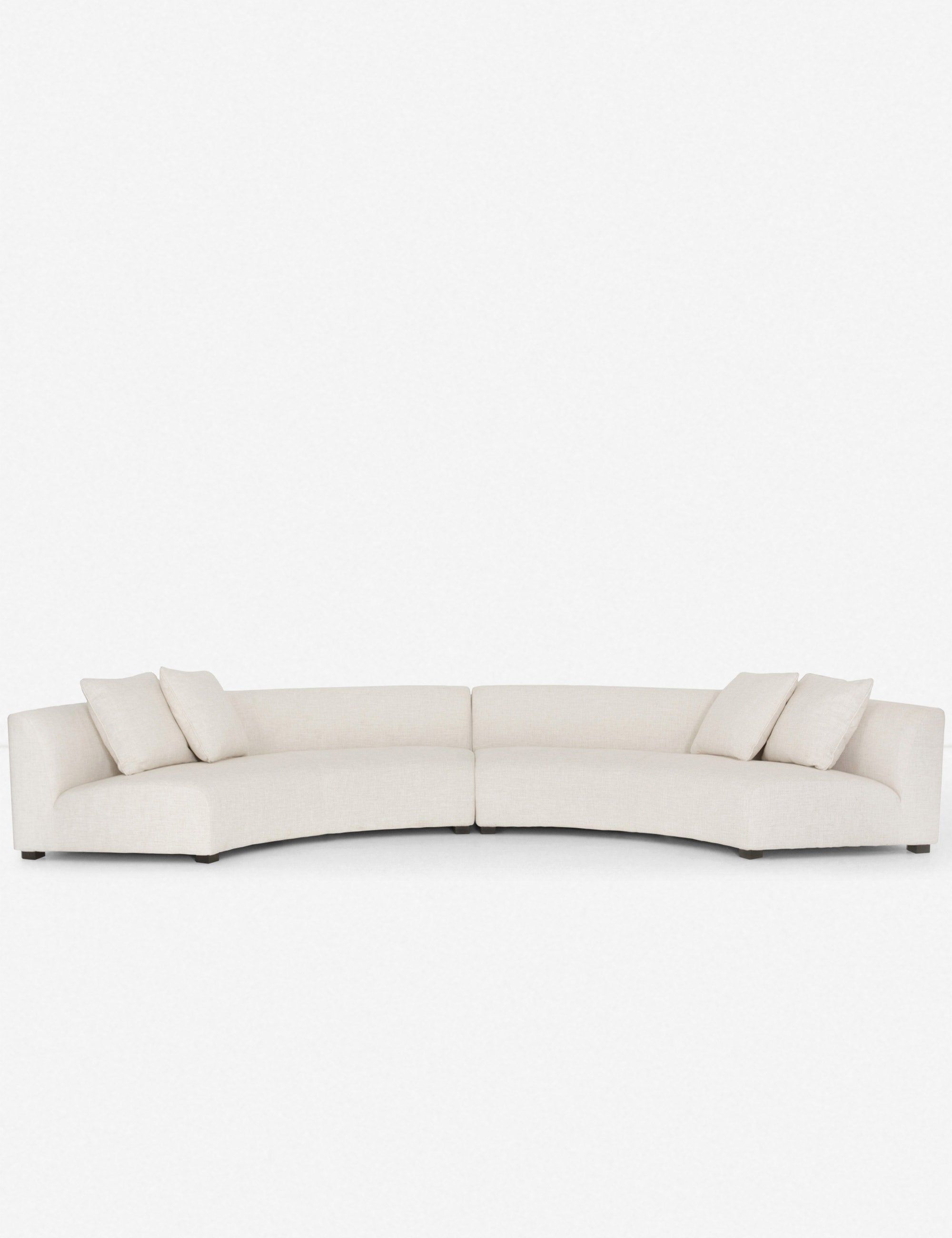 Dover Crescent Cream Linen 2-Piece Curved Modular Sectional Sofa