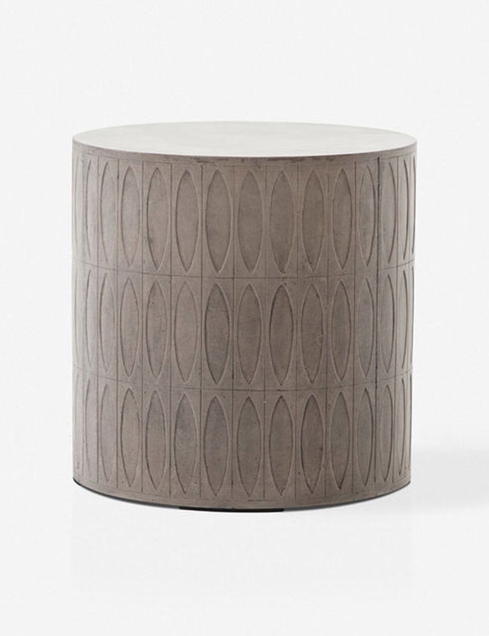 20" Modern Geometric Gray Concrete & Wood Round Table