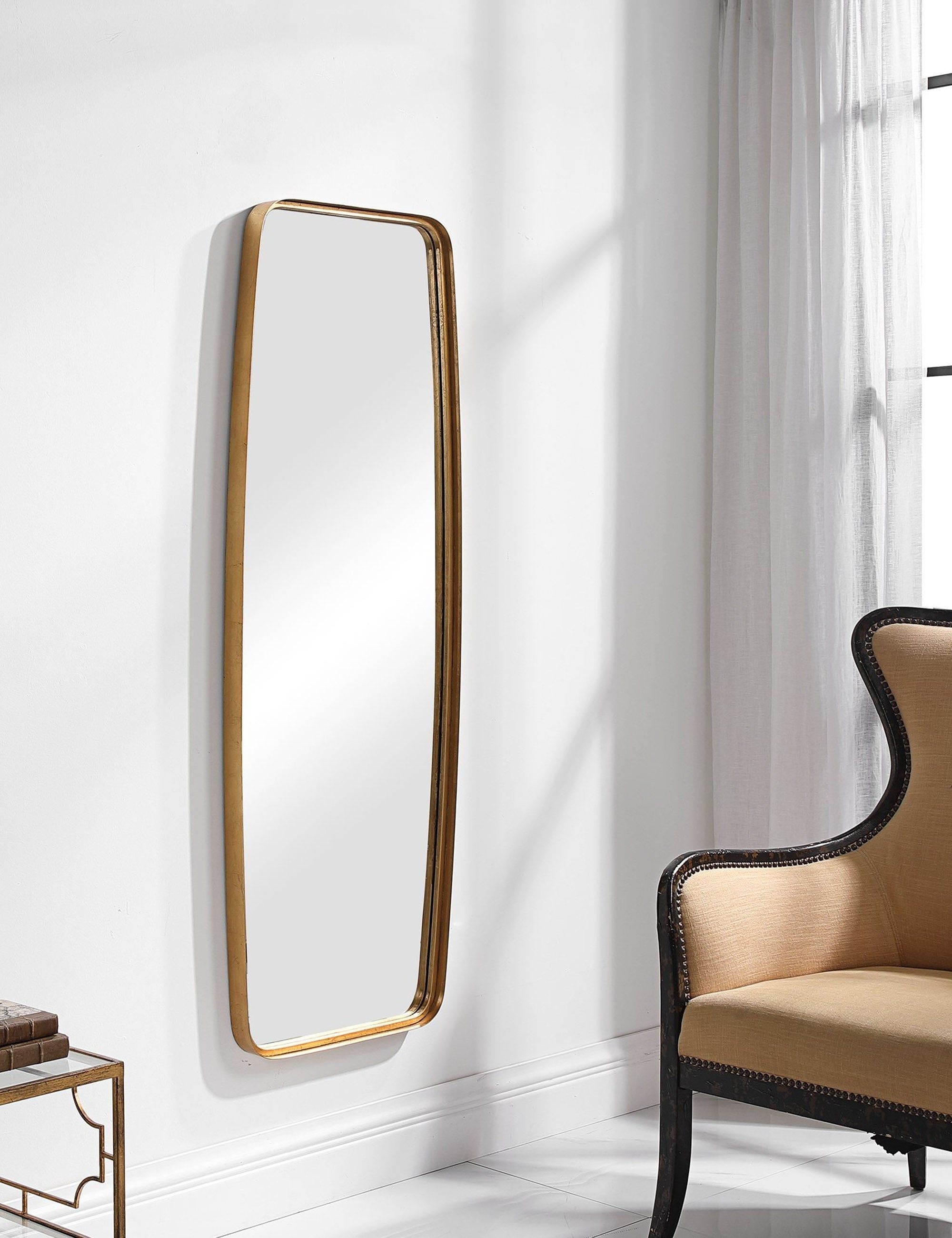 Gold Full Length Wall Mirror with Wood Frame