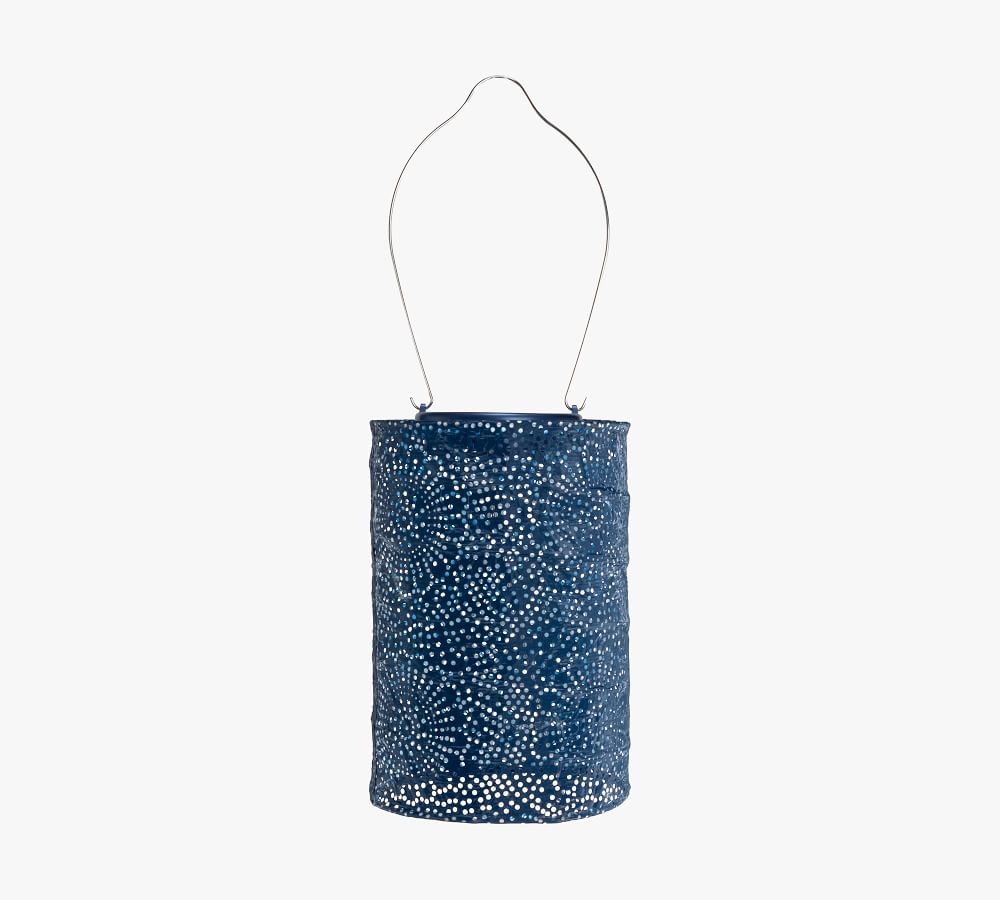 Stella Tyvek Blue Solar Hanging Lantern with Dual LED Lights