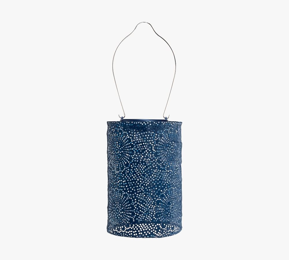 Stella Tyvek Blue Solar Hanging Lantern with Dual LED Lights