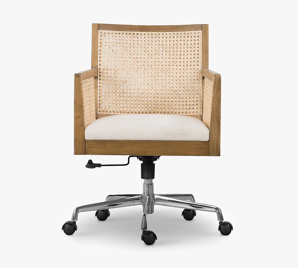 Lisbon Cane Swivel Desk Armchair