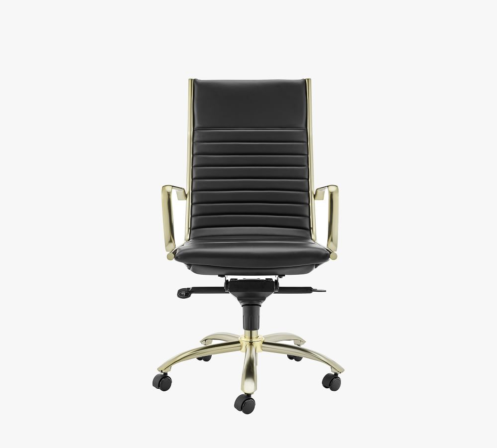 Dirk High Back Swivel Leather Task Chair in Black & Gold