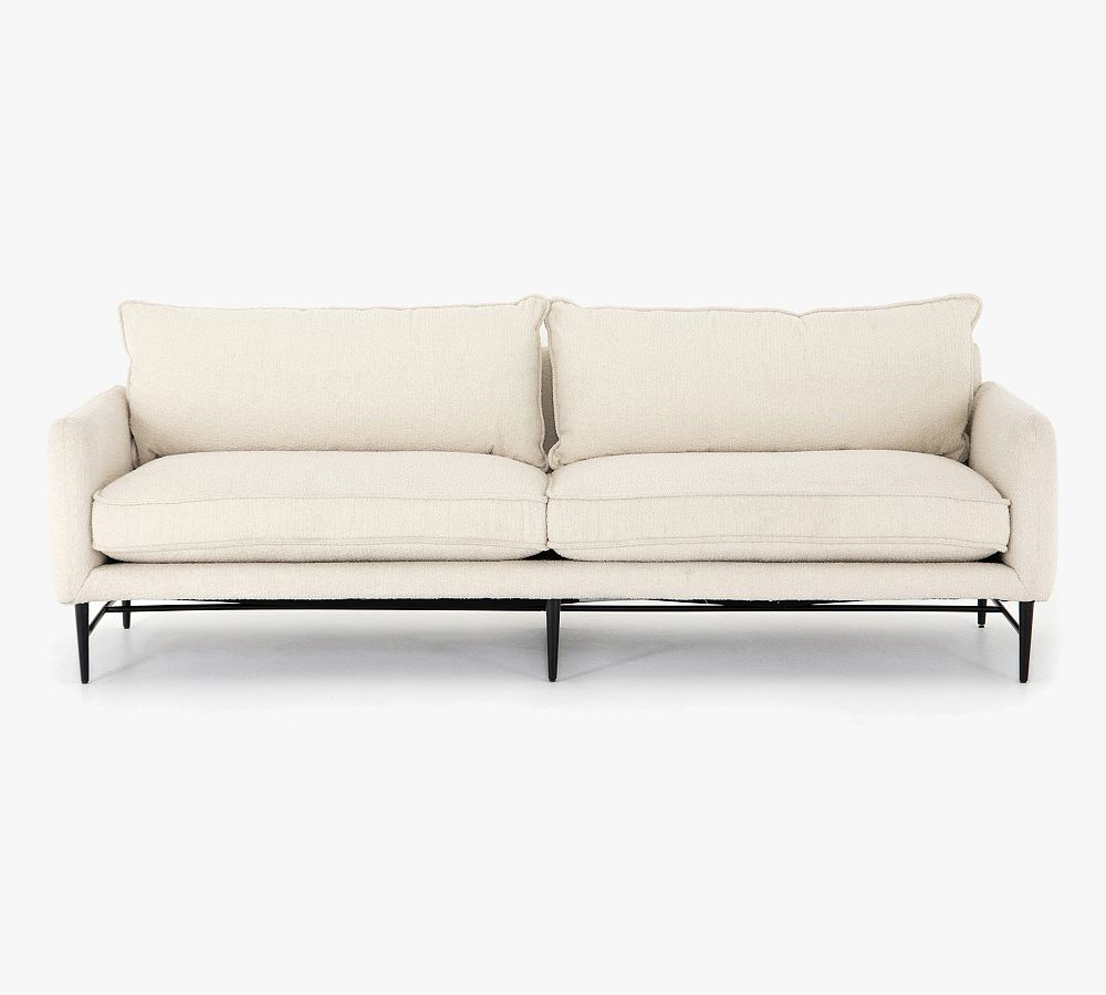 Delaney 93'' Altro Snow White Fabric Sofa with Removable Cushions