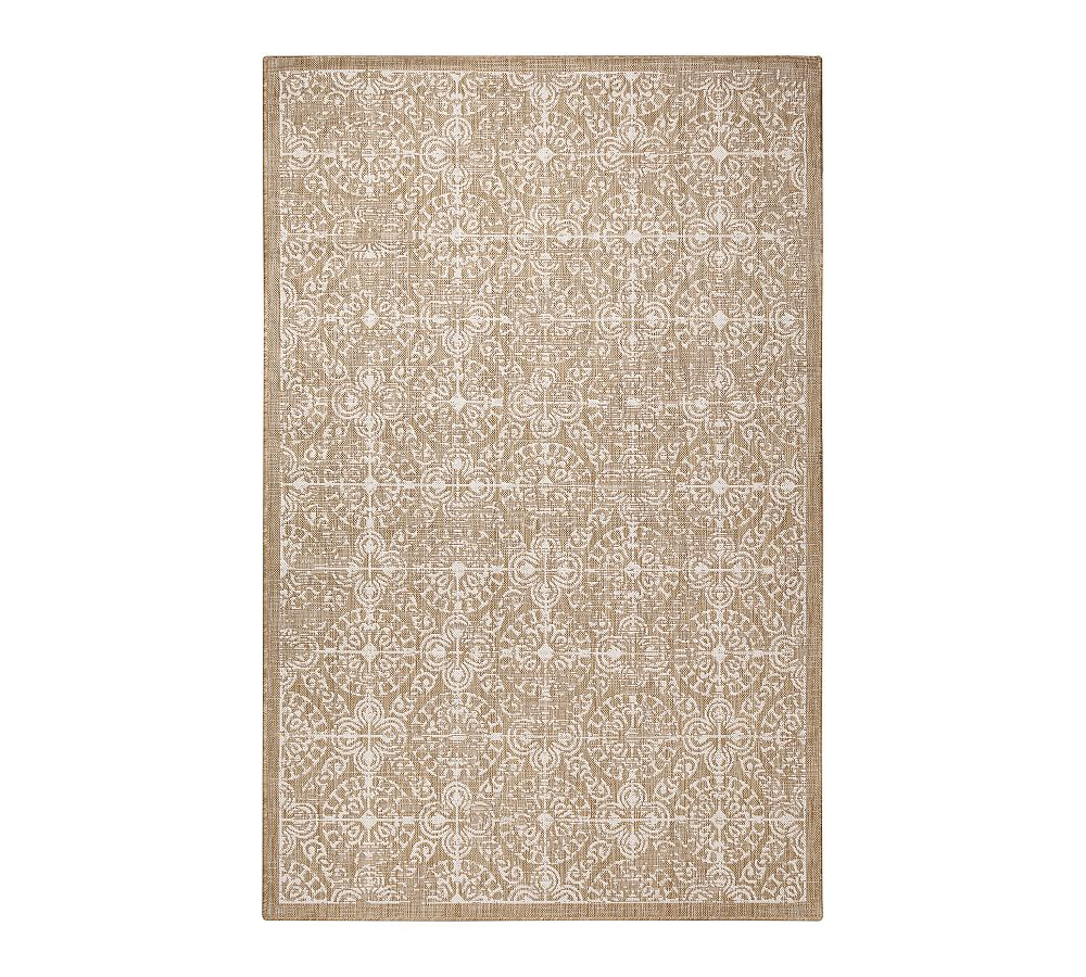 Antique Tile Sand Square Synthetic Flat Woven Rug