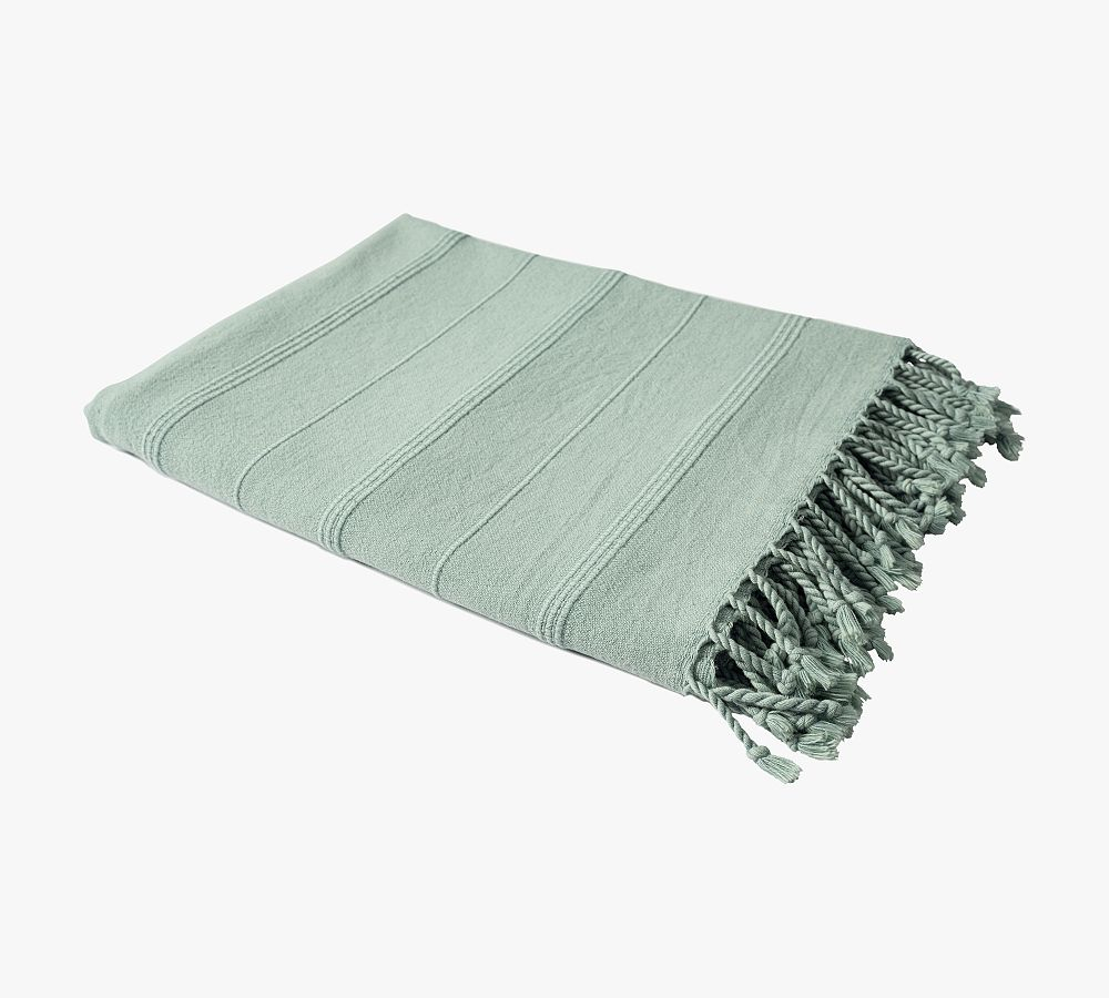 Turkish Cotton Striped Tassel Throw