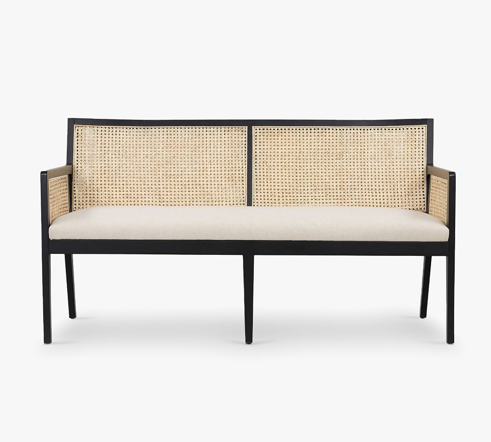 Lisbon Upholstered Cane Dining Bench