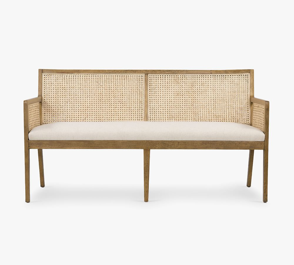 Lisbon Upholstered Cane Dining Bench