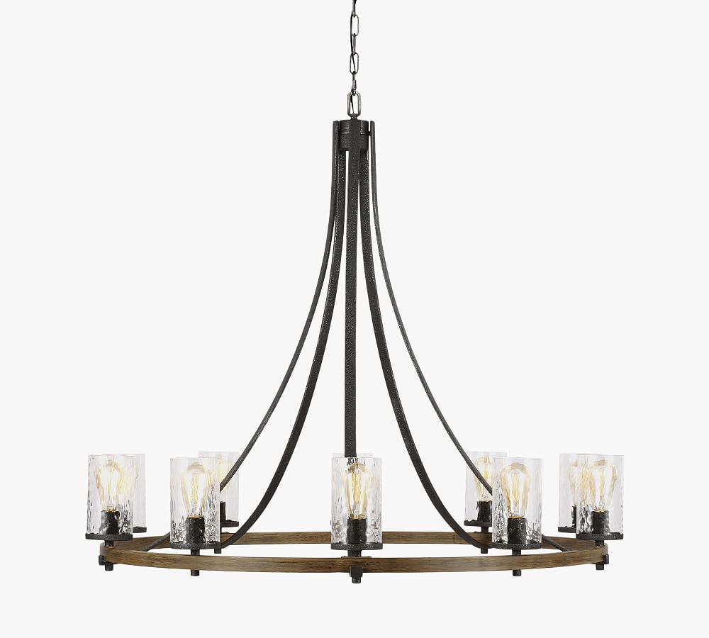 Steffens Iron & Textured Glass Chandelier (24"-48")