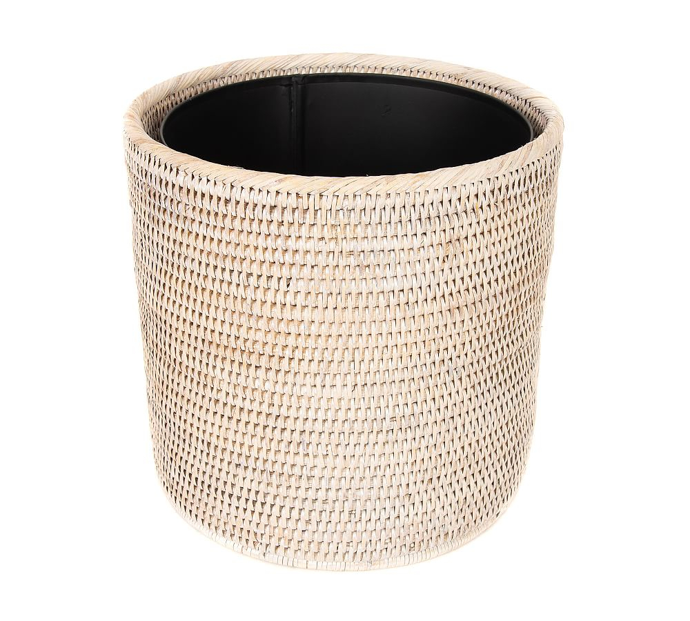 Tava Handwoven Rattan Round Tapered Waste Basket With Metal Liner