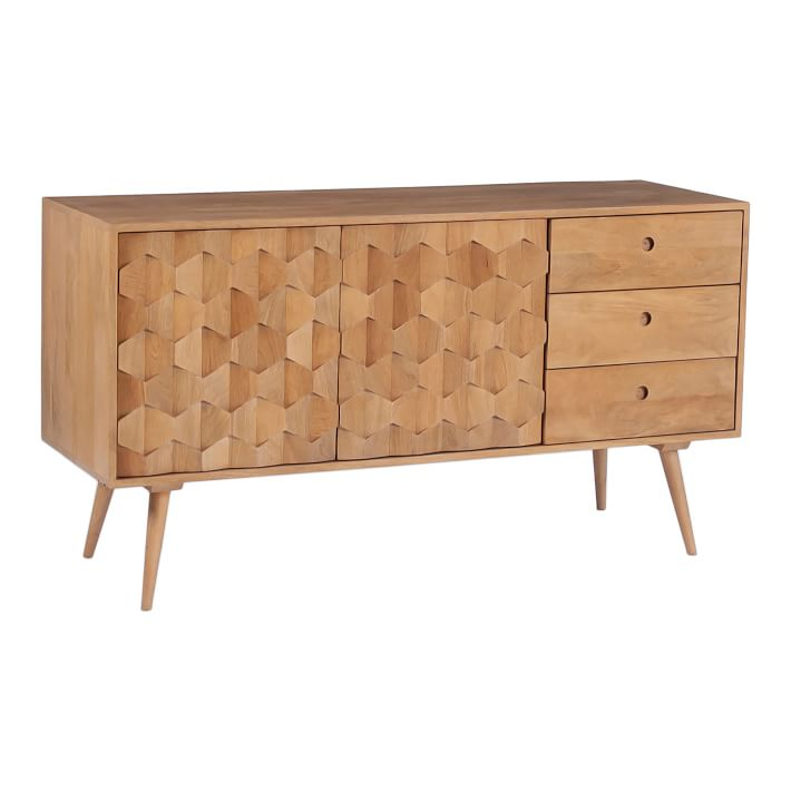 Elegant O2 Sideboard in Light Oak with Pencil-Styled Legs