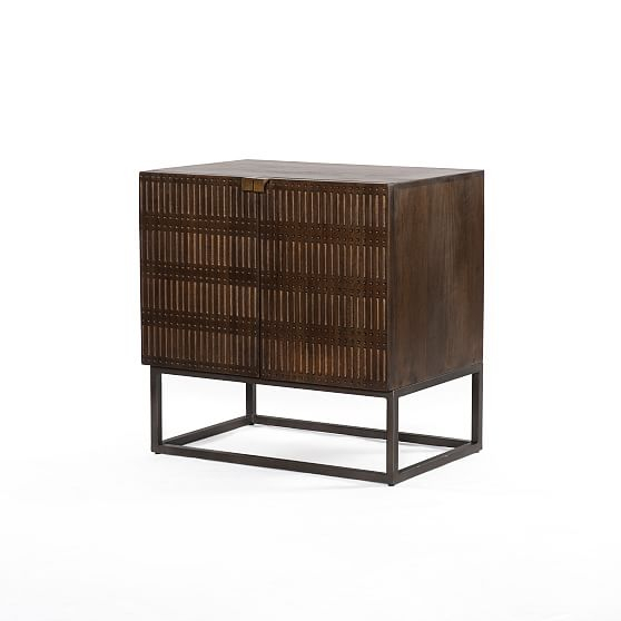 Carved Mango Wood Nightstand (25")