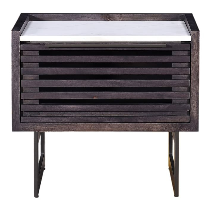 Nagle Cutout Mango Wood & Marble Nightstand (22")