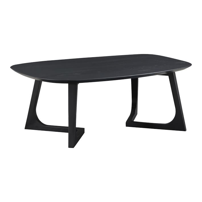 Sculptural Solid Wood Oval Coffee Table (42")