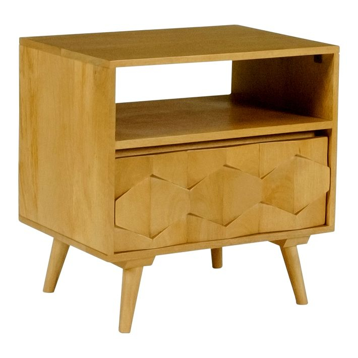 Sustainably Sourced Mango Wood Nightstand with Single Drawer