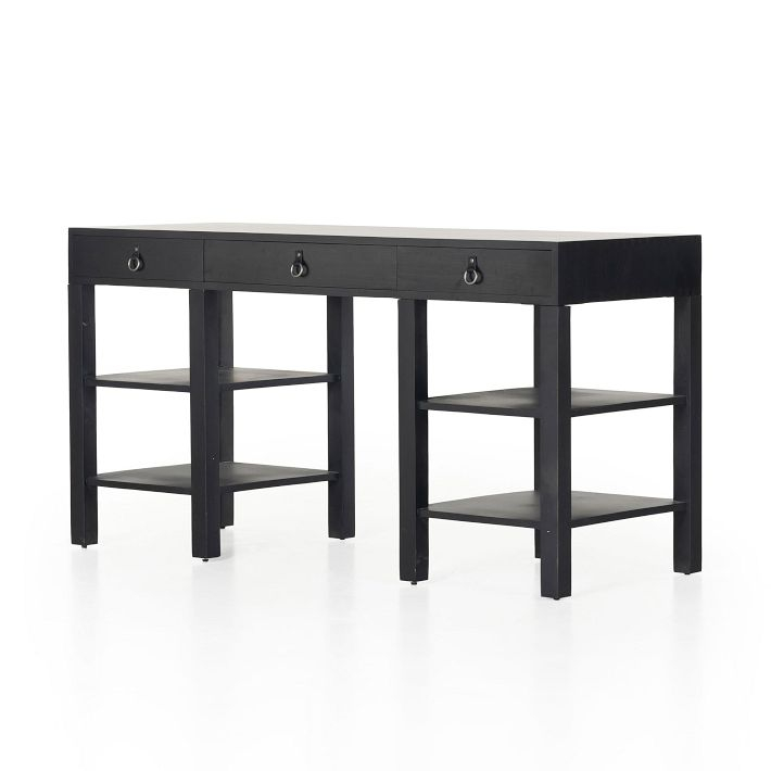 Isador Black Wash Poplar 59'' Modular Desk with Shelving