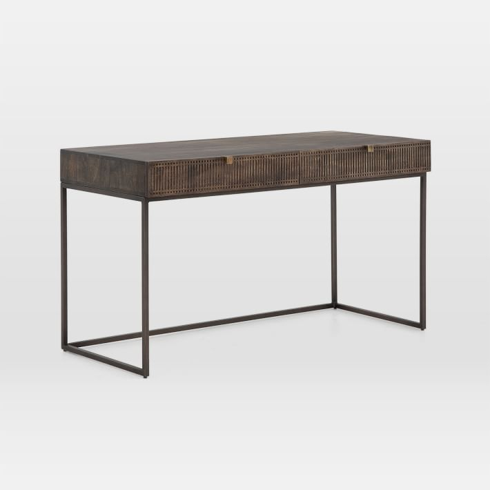 Carved Mango Wood Writing Desk (56")