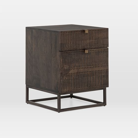 Carved Mango Wood Filing Cabinet (19")