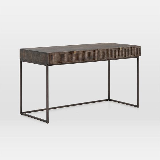 Carved Mango Wood Writing Desk (56")