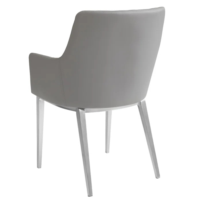 Chase Transitional Diamond-Tufted Faux Leather Armchair in Gray