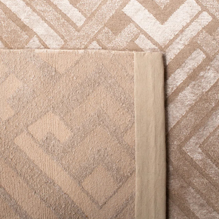 Bronze Geometric Hand-Knotted Wool and Viscose Rug, 8' x 10'