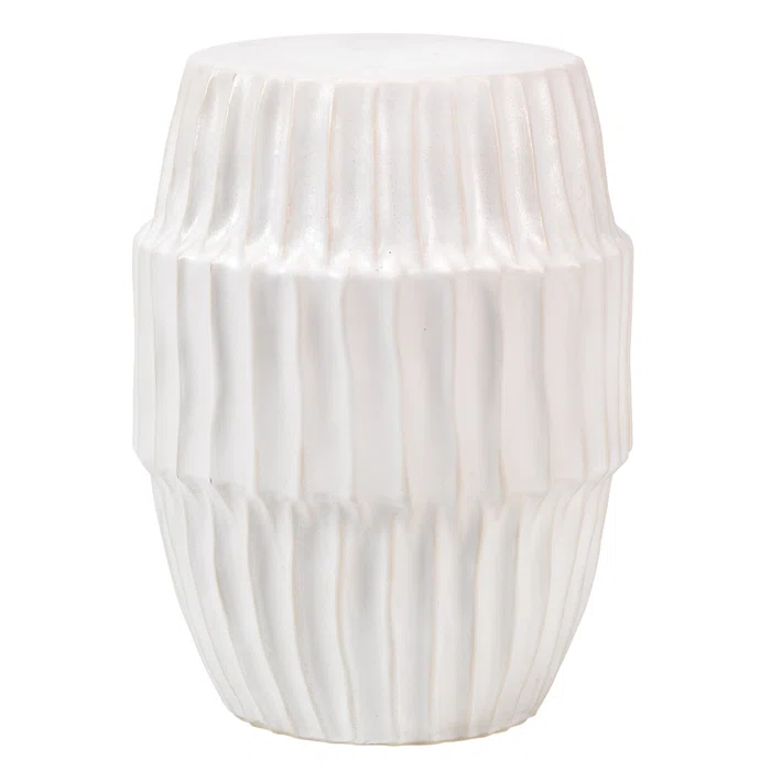 Jamie Young Co Algae Hollow Center Coastal Ceramic Side Table in White
