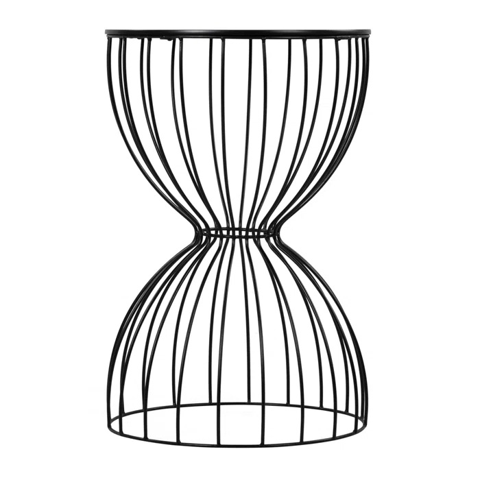 Elle Decor Elle Decor Cami Modern Hourglass Metal End Table, Decorative Round Accent Coffee Table or Nightstand