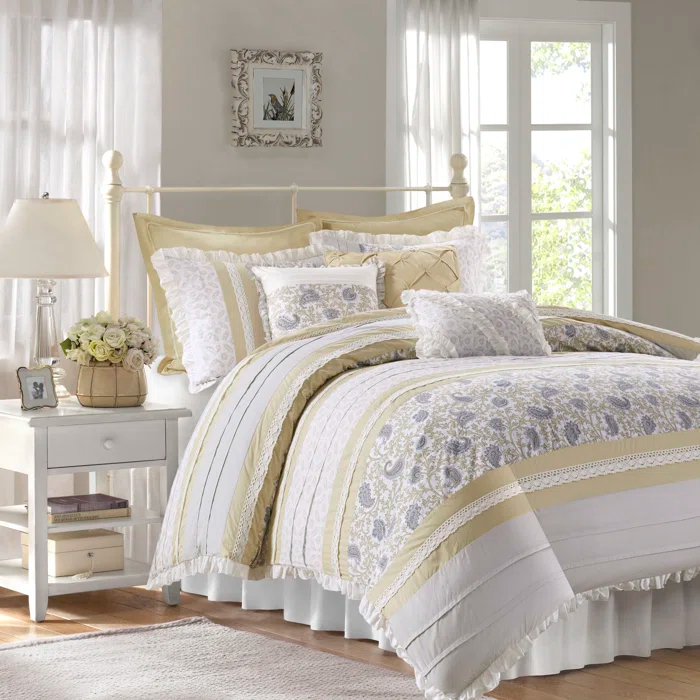 Madison Park Dawn 9 Piece Cotton Percale Comforter Set