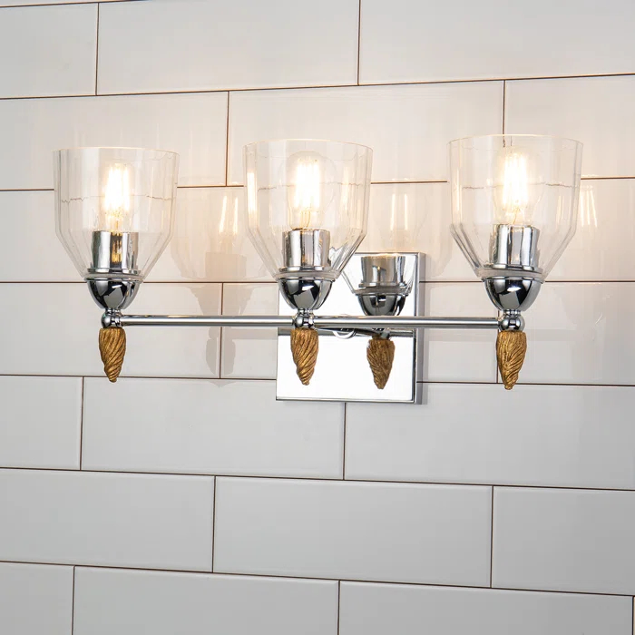 Felice Polished Chrome & Gold 3-Light Vanity Sconce