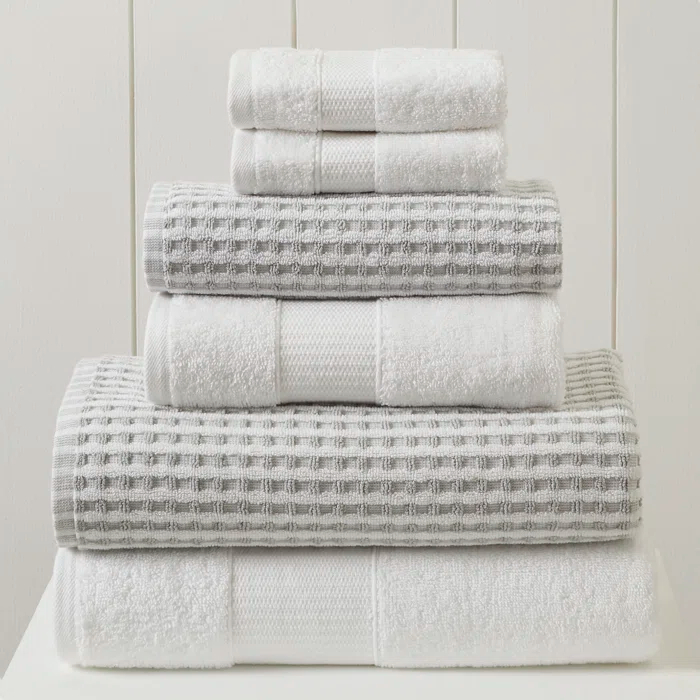 Modern Threads Drucilla 6-Piece 100% Combed Cotton Yarn Dyed Cobblestone Jacquard Towel Set