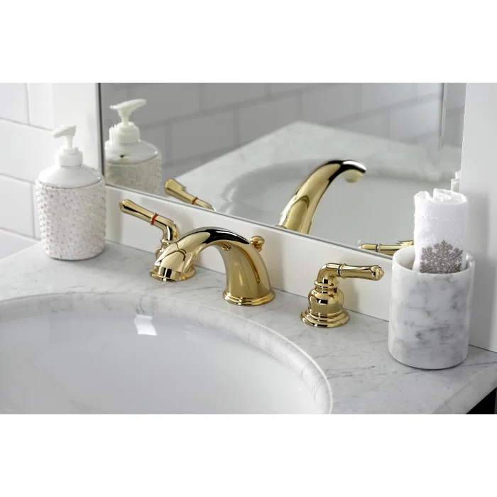 Kingston Brass KB962B Kingston Brass Magellan Two-Handle 3-Hole Deck Mount Widespread Bathroom Faucet with Brass Pop-Up Drain