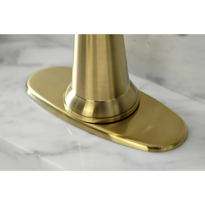 Kingston Brass Nautical Single-Handle 1-Hole Deck Mount Bathroom Faucet with Push Pop-Up and Deck Plate