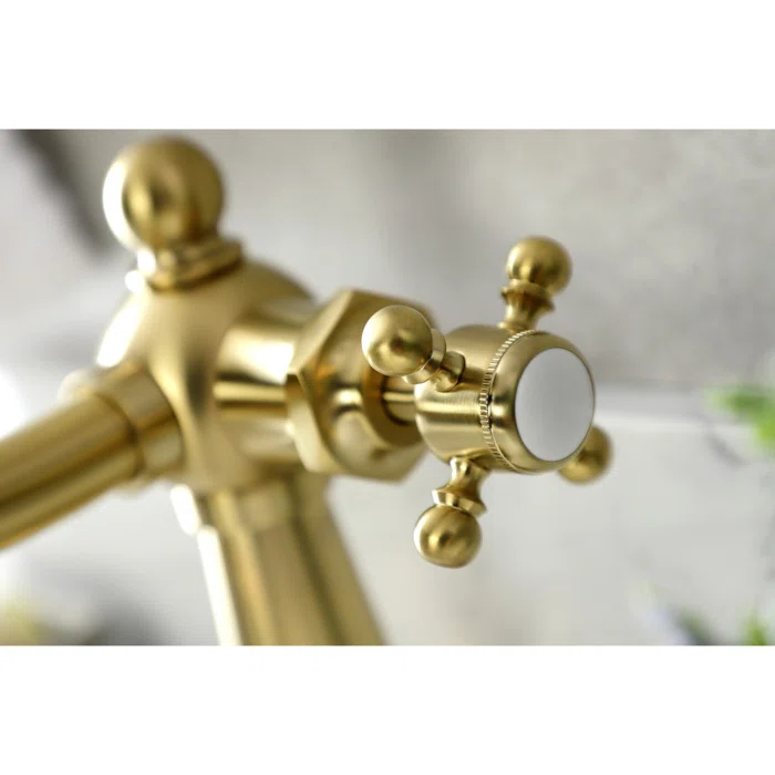 Kingston Brass Nautical Single-Handle 1-Hole Deck Mount Bathroom Faucet with Push Pop-Up and Deck Plate