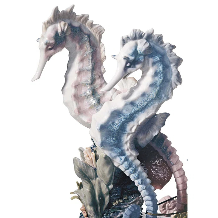 Handcrafted Porcelain Mermaid Figurine with Seahorses