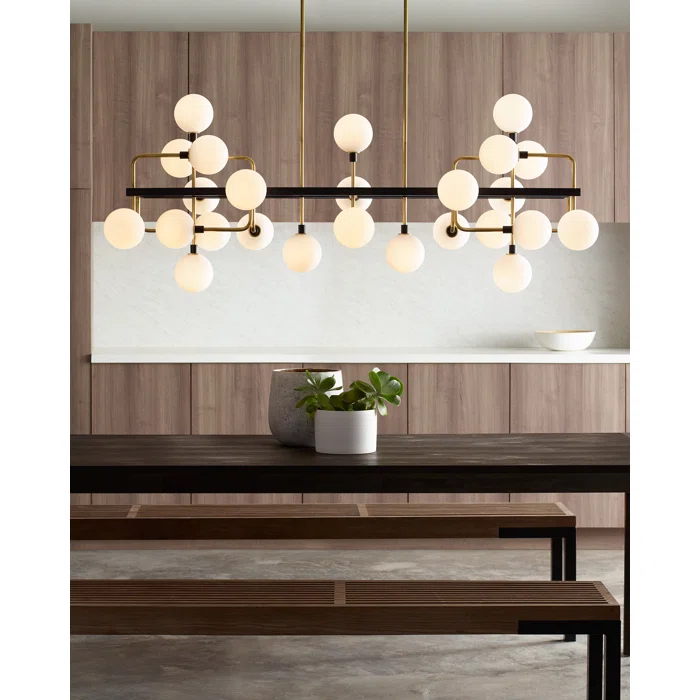 Brass and Opal Glass 25-Light Sputnik Chandelier
