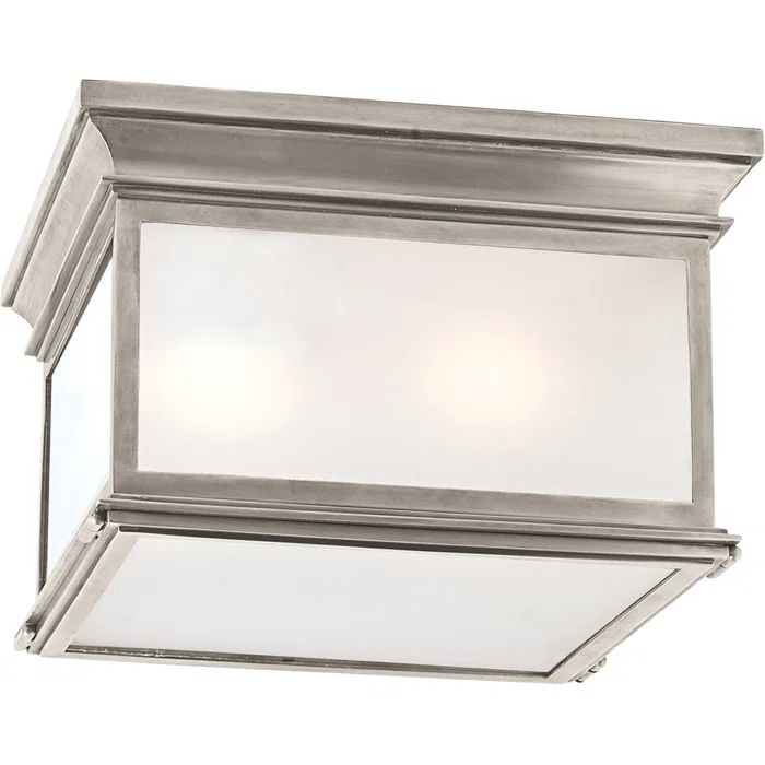 Elegant Polished Nickel 3-Light Flush Mount with Glass Panels